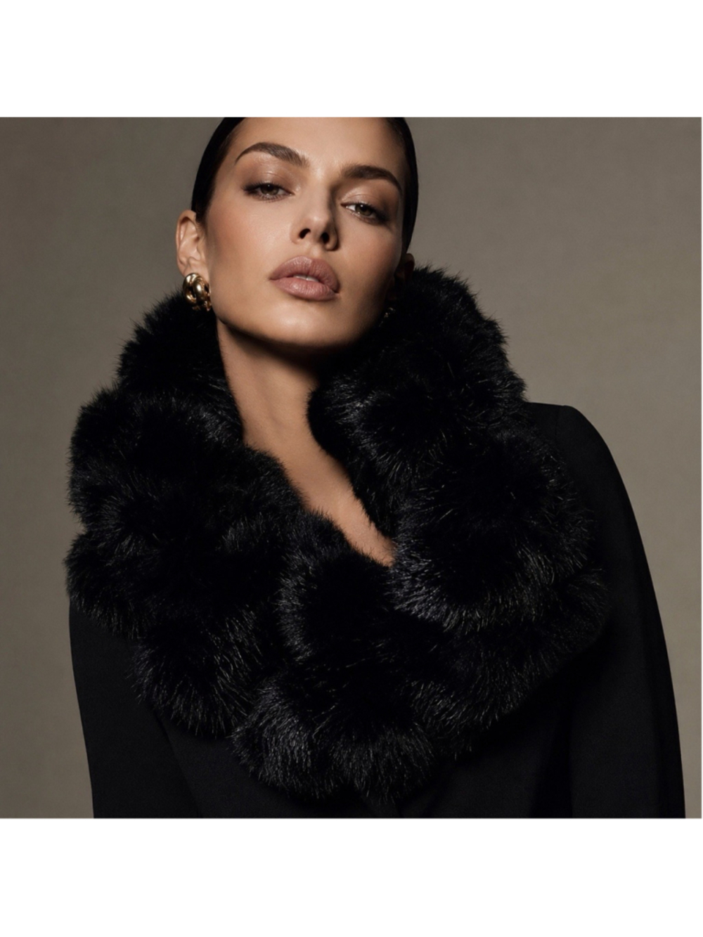 Genuine Black Rabbit Fur Infinity Luxury Scarf